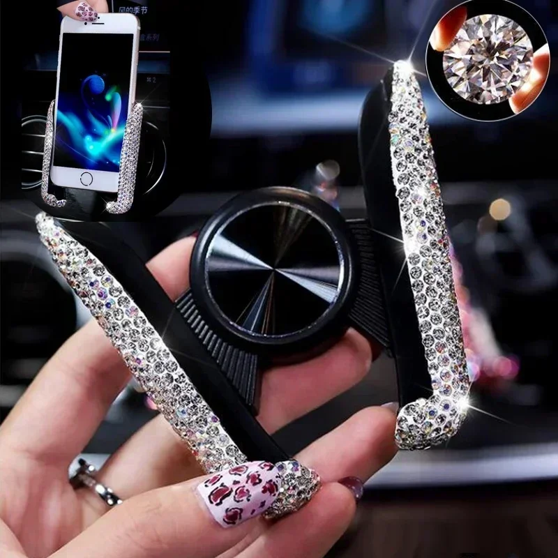 Mobile Electronics Gadgets - حامل هاتف جديد للسيارة مزين بالكريستال،
