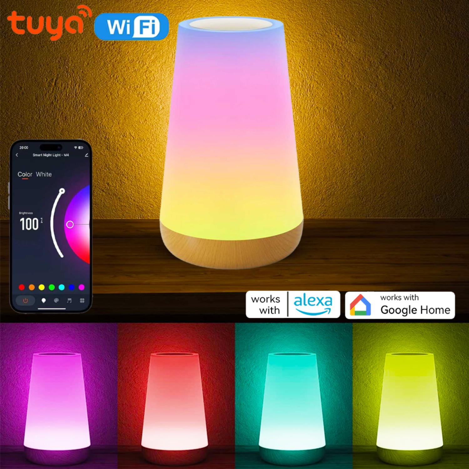 Rgb Desk Lamp Smart - مصباح طاولة ذكي قابل لإعادة الشحن