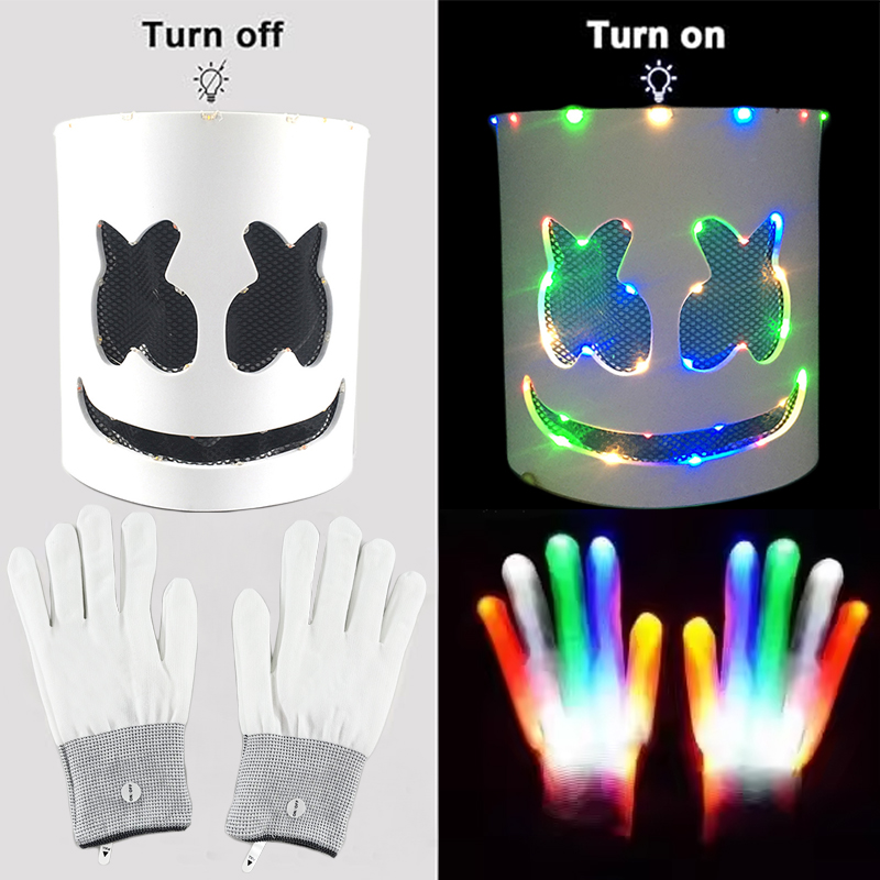 Led Gloves Music - قناع وقفازات بإضاءة Led خوذة رأس