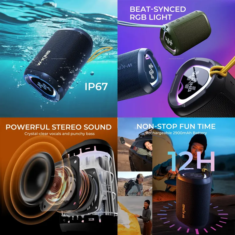 Bluetooth Speaker Waterproof - مكبر صوت بلوتوث لاسلكي W-KING D110